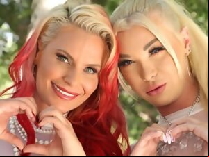 Shemale babe Aubrey Kate fucks redhead mature slut - XXX pornstar tube